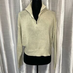 Harper Heritage Women’s M Dropped Shoulder Loose Knit 1/4 Zip Cropped Sweater